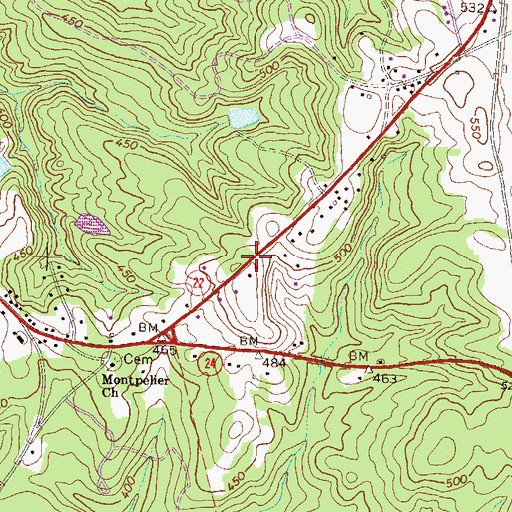 Topographic Map of Walker Chapel (historical), GA