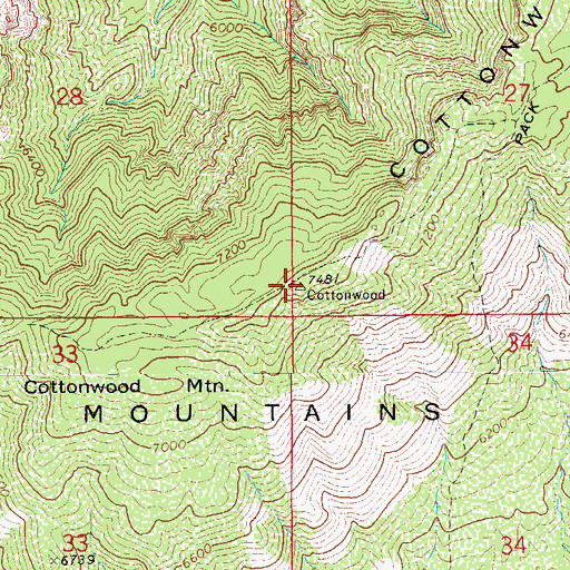 Topographic Map of Cottonwood Mountain, AZ