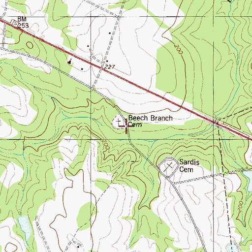 Topographic Map of Beech Branch School (historical), GA