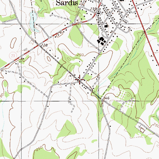 Topographic Map of Old Sardis, GA