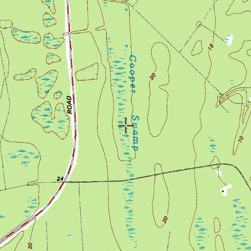 Topographic Map of Cooper Swamp, GA