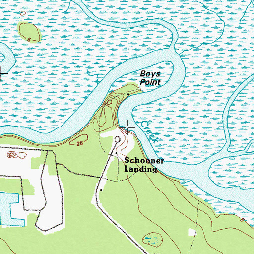 Topographic Map of Schooner Landing, GA