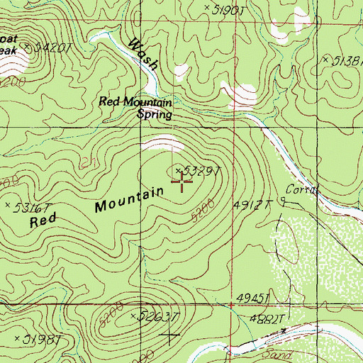 Topographic Map of Red Mountain, AZ