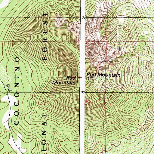 Topographic Map of Red Mountain, AZ