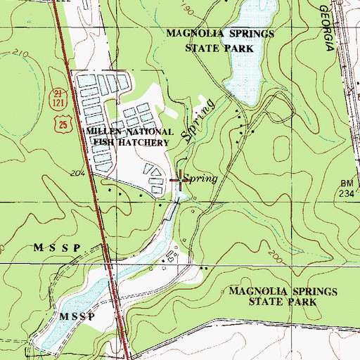 Topographic Map of Magnolia Spring, GA
