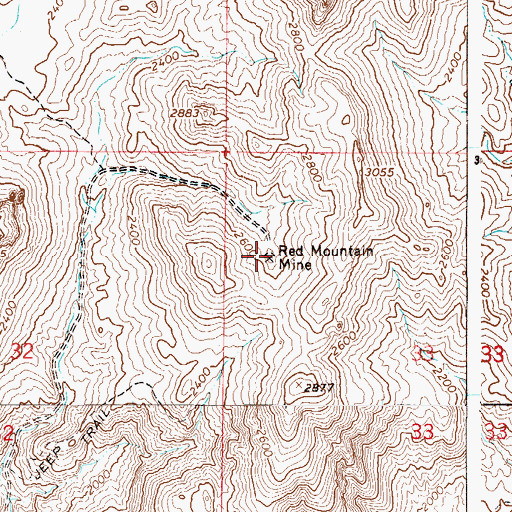 Topographic Map of Red Mountain Mine, AZ