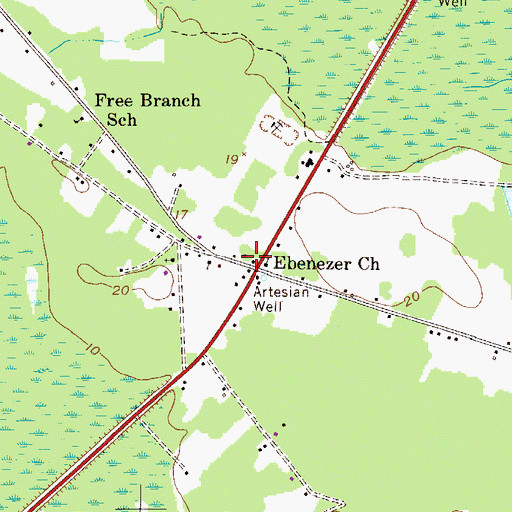 Topographic Map of Freedman Grove School (historical), GA