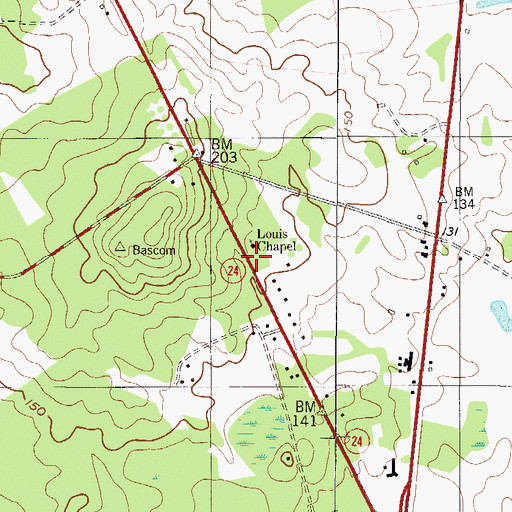 Topographic Map of Bascom School (historical), GA