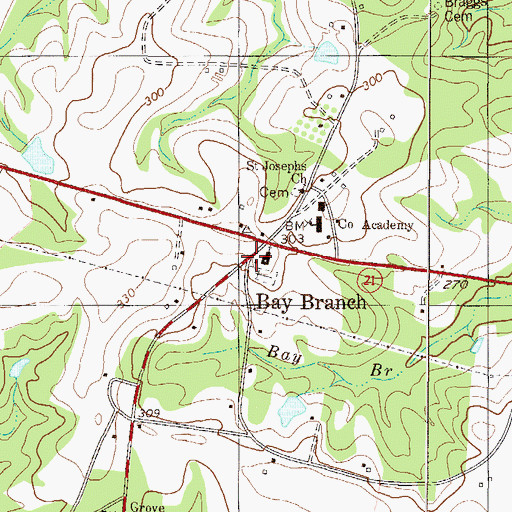 Topographic Map of Bay Branch School (historical), GA