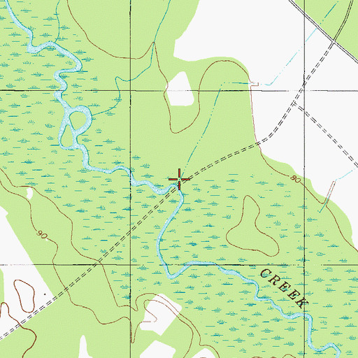 Topographic Map of Bryans Bridge (historical), GA