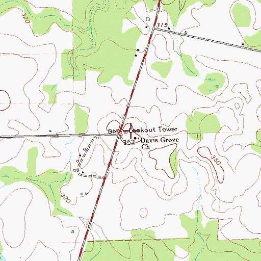 Topographic Map of Davis Grove School (historical), GA