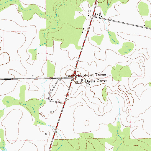Topographic Map of De Soto Lookout Tower, GA