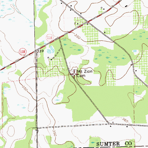 Topographic Map of Mount Zion Church (historical), GA