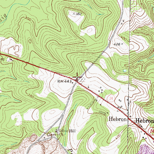 Topographic Map of Poplar Springs Christian Church, GA