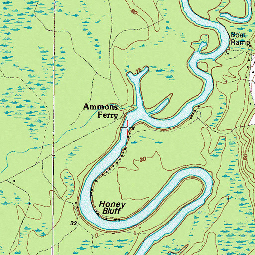Topographic Map of Ammons Ferry Bridge (historical), GA