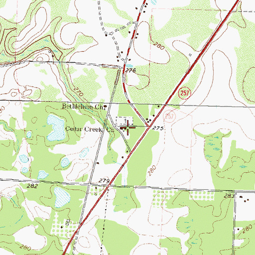 Topographic Map of Cedar Creek School (historical), GA