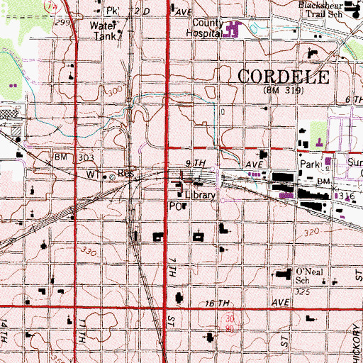 Topographic Map of Crodele City Hall, GA