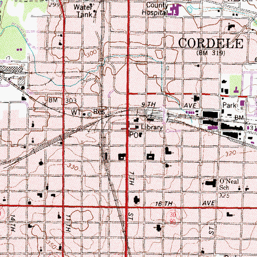 Topographic Map of Cordele Commercial Historic District, GA