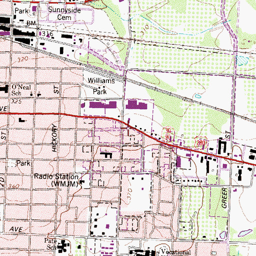 Topographic Map of Cordele Shopping Center, GA
