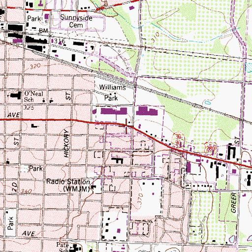 Topographic Map of Cordele Square Shopping Center, GA