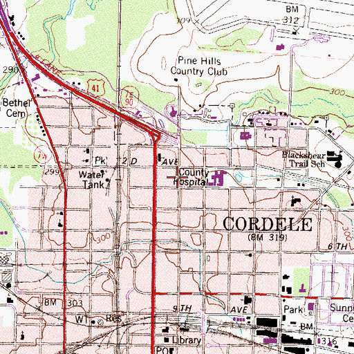 Topographic Map of Crisp Regional Hospital, GA