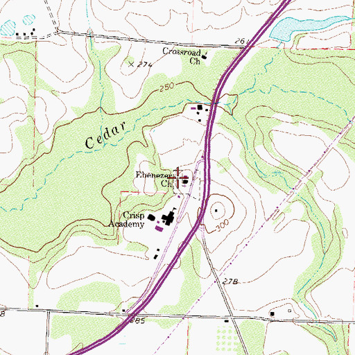 Topographic Map of Ebenezer Cemetery, GA