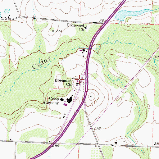 Topographic Map of Ebenezer School (historical), GA