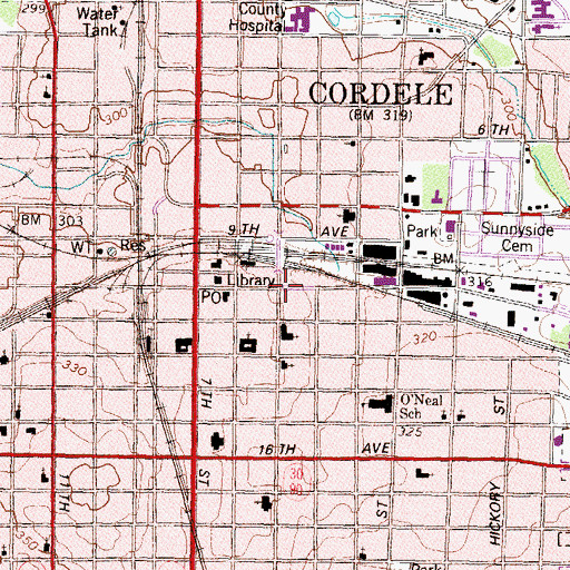Topographic Map of First United Methodist Church, GA