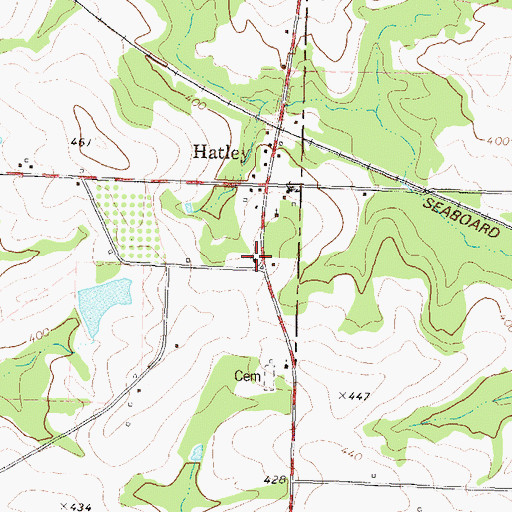 Topographic Map of Hatley Church, GA