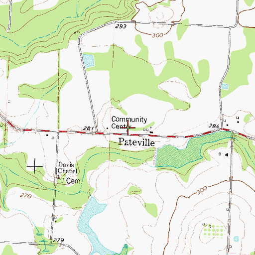 Topographic Map of Pateville Community Center, GA