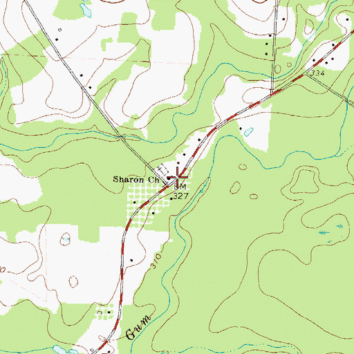Topographic Map of Sharon School (historical), GA