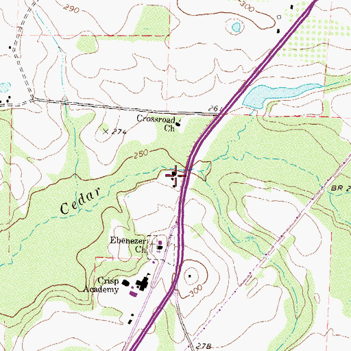 Topographic Map of Slades Mill, GA