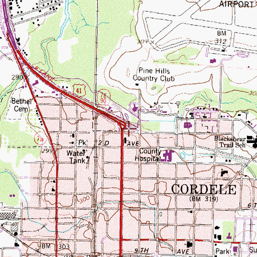 Topographic Map of Southgate Shopping Center, GA