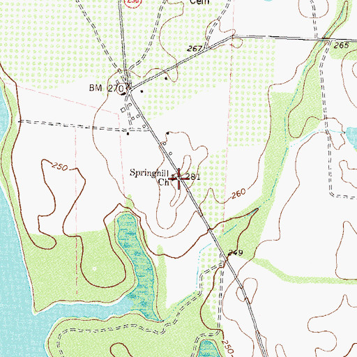 Topographic Map of Spring Hill School (historical), GA