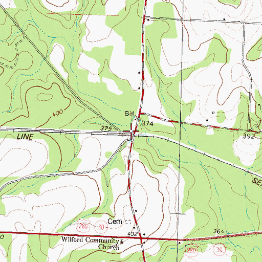 Topographic Map of Williford (historical), GA