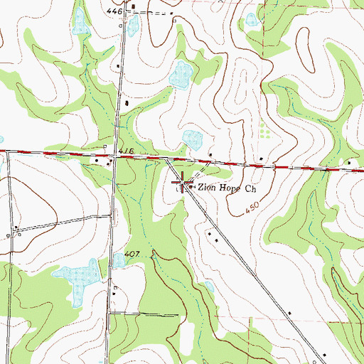 Topographic Map of Zion Hope Cemetery, GA