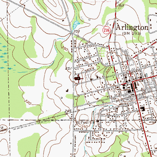Topographic Map of Arlington Elementary School, GA