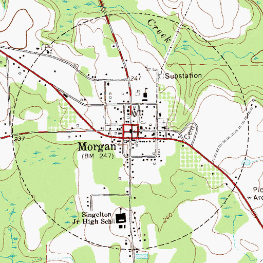 Topographic Map of Calhoun County Courthouse, GA