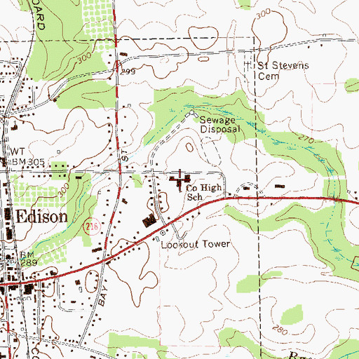 Topographic Map of Calhoun County High School, GA