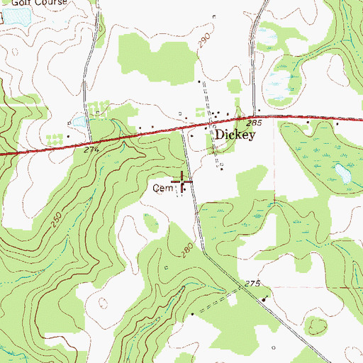 Topographic Map of Dickey Presbyterian Church, GA