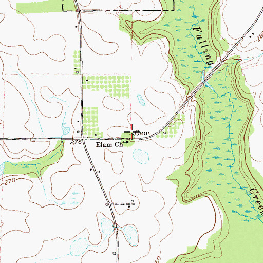 Topographic Map of Elam Cemetery, GA