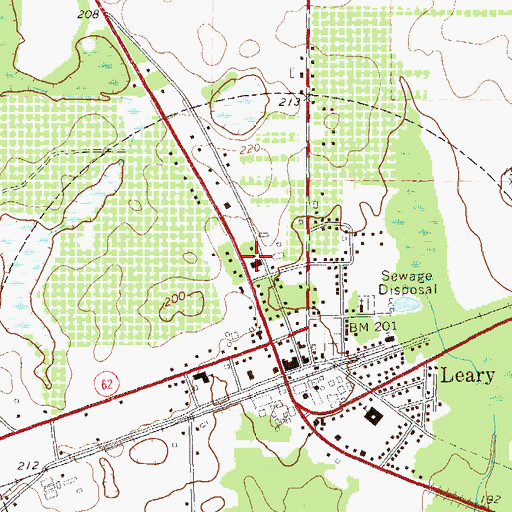 Topographic Map of Leary Baptist Church, GA