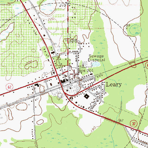 Topographic Map of Leary City Cemetery, GA