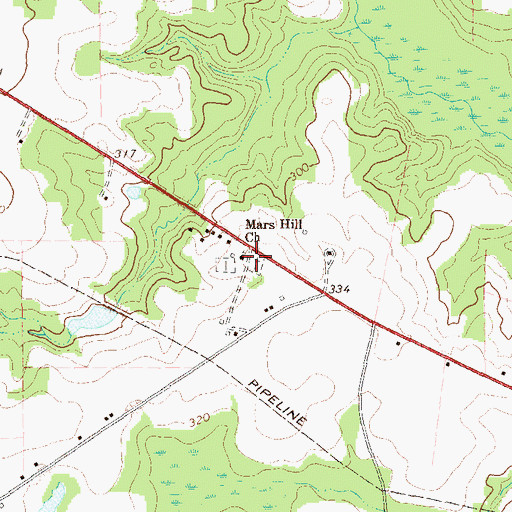 Topographic Map of Mars Hill Cemetery, GA