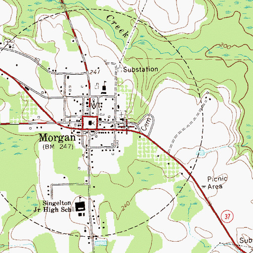 Topographic Map of Morgan Methodist Church, GA
