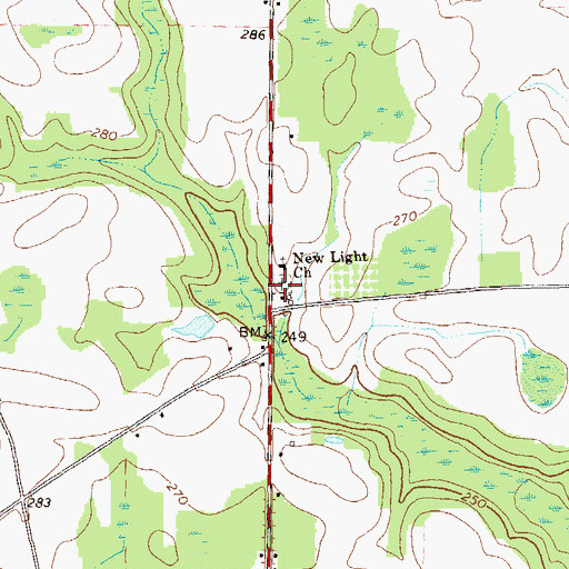 Topographic Map of New Light Cemetery, GA