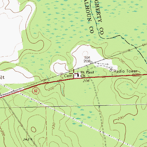 Topographic Map of Saint Paul Cemetery, GA