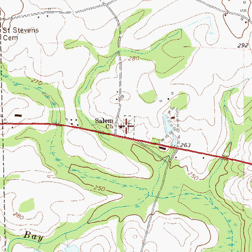 Topographic Map of Salem Cemetery, GA