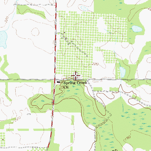 Topographic Map of Spring Creek Cemetery, GA