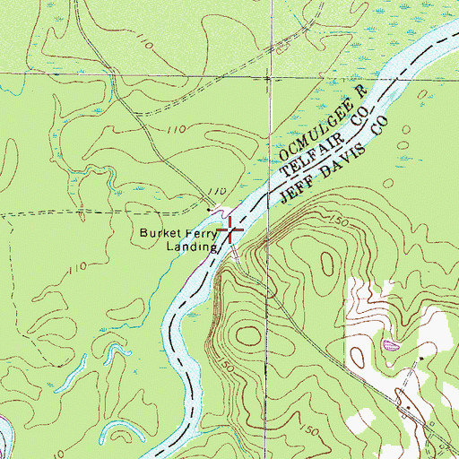 Topographic Map of Burketts Ferry (historical), GA